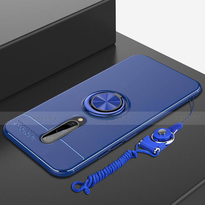 Silikon Hülle Handyhülle Ultra Dünn Schutzhülle Tasche Silikon mit Magnetisch Fingerring Ständer A01 für OnePlus 8 Blau