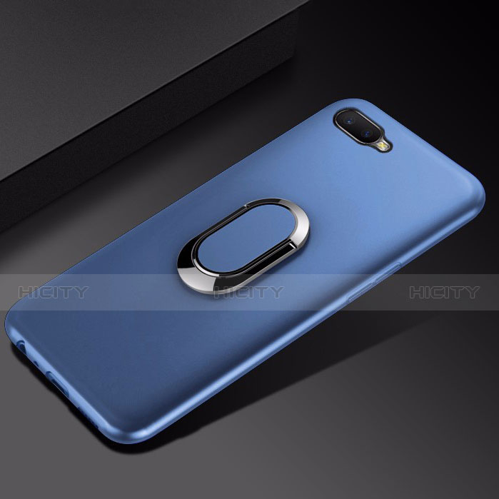 Silikon Hülle Handyhülle Ultra Dünn Schutzhülle Tasche Silikon mit Magnetisch Fingerring Ständer A01 für Oppo RX17 Neo Blau Plus
