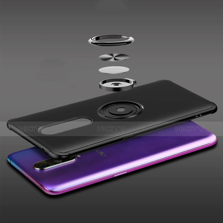 Silikon Hülle Handyhülle Ultra Dünn Schutzhülle Tasche Silikon mit Magnetisch Fingerring Ständer A01 für Oppo RX17 Pro groß