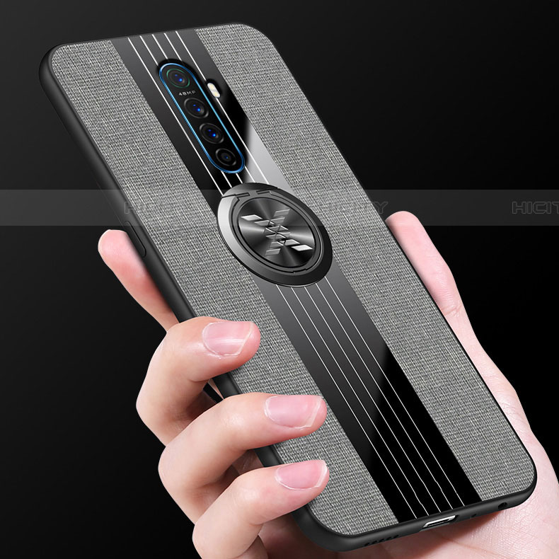 Silikon Hülle Handyhülle Ultra Dünn Schutzhülle Tasche Silikon mit Magnetisch Fingerring Ständer A01 für Realme X2 Pro groß