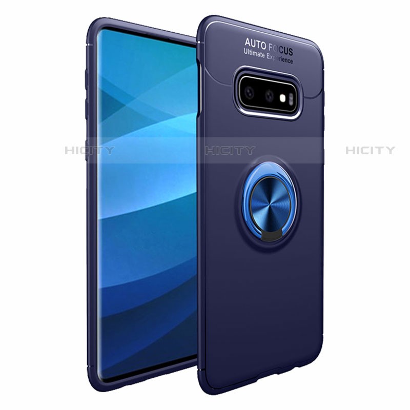 Silikon Hülle Handyhülle Ultra Dünn Schutzhülle Tasche Silikon mit Magnetisch Fingerring Ständer A01 für Samsung Galaxy S10 5G Blau Plus
