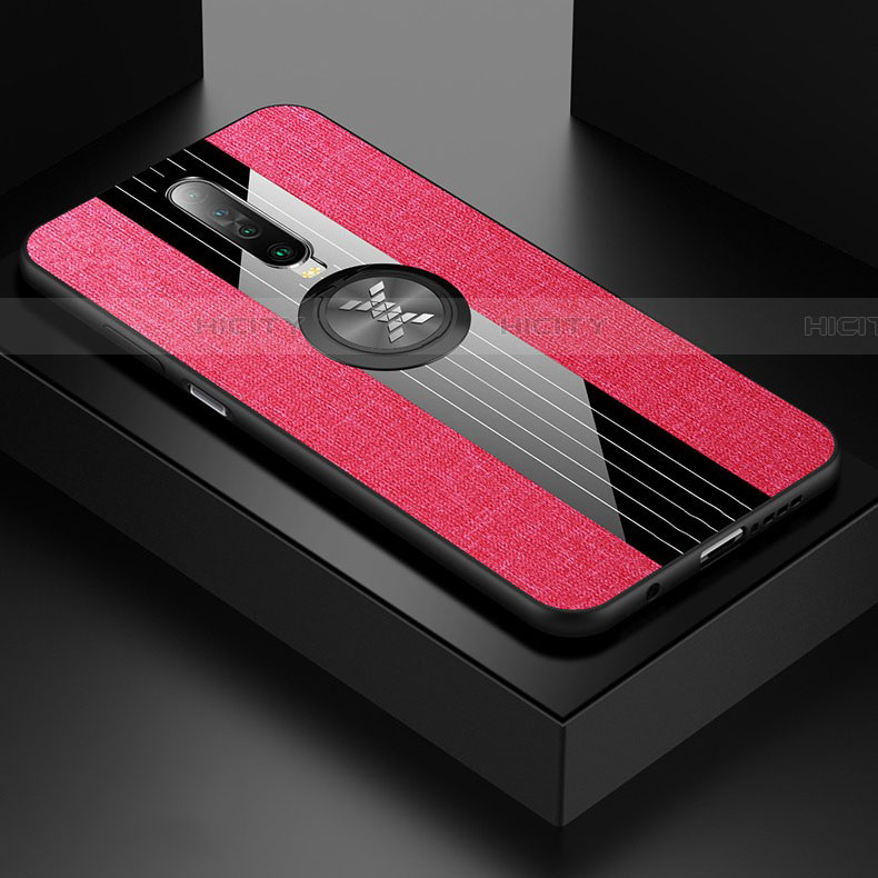 Silikon Hülle Handyhülle Ultra Dünn Schutzhülle Tasche Silikon mit Magnetisch Fingerring Ständer A01 für Xiaomi Redmi K30 5G Pink