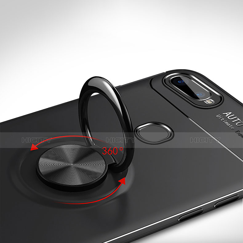 Silikon Hülle Handyhülle Ultra Dünn Schutzhülle Tasche Silikon mit Magnetisch Fingerring Ständer A02 für Oppo A7 groß