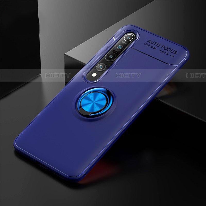 Silikon Hülle Handyhülle Ultra Dünn Schutzhülle Tasche Silikon mit Magnetisch Fingerring Ständer A02 für Xiaomi Mi 10 Pro Blau