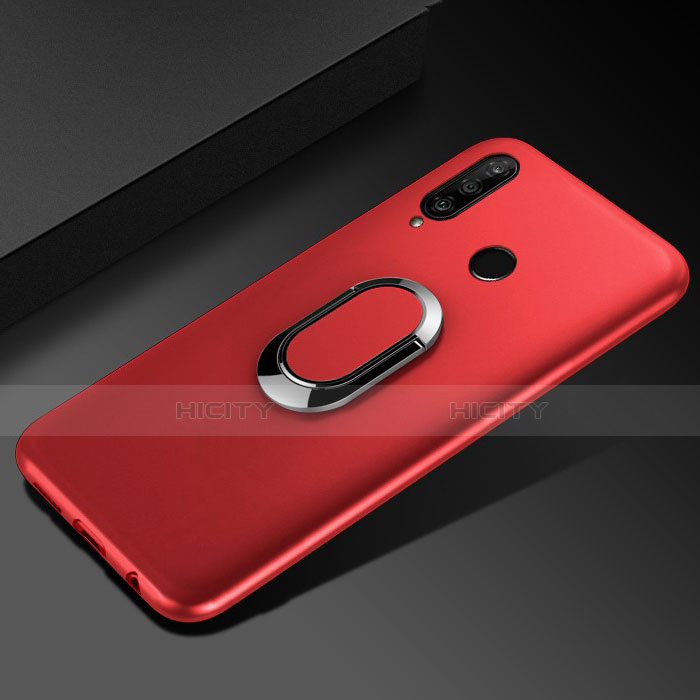 Silikon Hülle Handyhülle Ultra Dünn Schutzhülle Tasche Silikon mit Magnetisch Fingerring Ständer für Huawei Honor 20E Rot