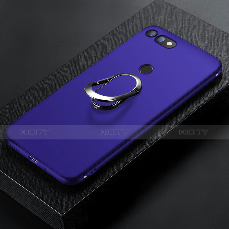 Silikon Hülle Handyhülle Ultra Dünn Schutzhülle Tasche Silikon mit Magnetisch Fingerring Ständer für Huawei Honor View 20 Blau