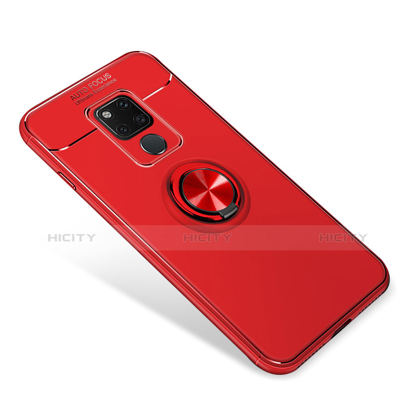 Silikon Hülle Handyhülle Ultra Dünn Schutzhülle Tasche Silikon mit Magnetisch Fingerring Ständer für Huawei Mate 20 Rot