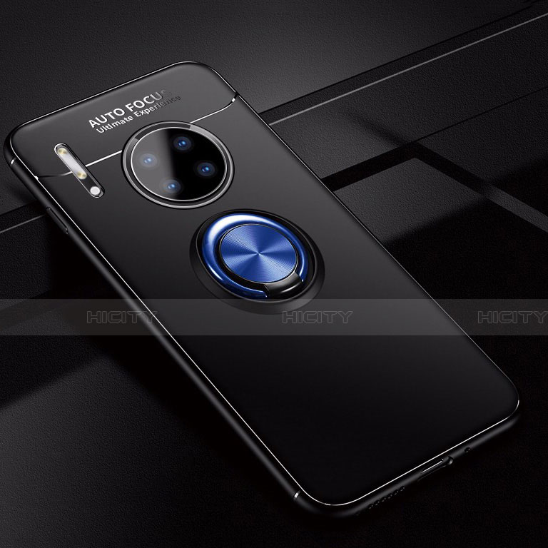Silikon Hülle Handyhülle Ultra Dünn Schutzhülle Tasche Silikon mit Magnetisch Fingerring Ständer für Huawei Mate 30 Pro 5G Blau