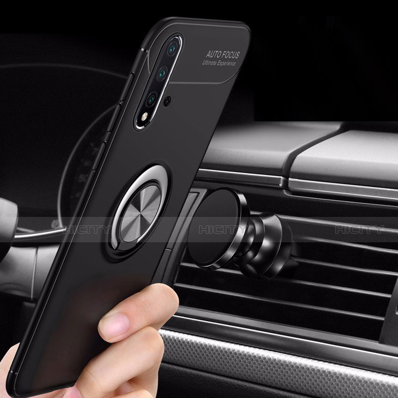 Silikon Hülle Handyhülle Ultra Dünn Schutzhülle Tasche Silikon mit Magnetisch Fingerring Ständer für Huawei Nova 5 groß