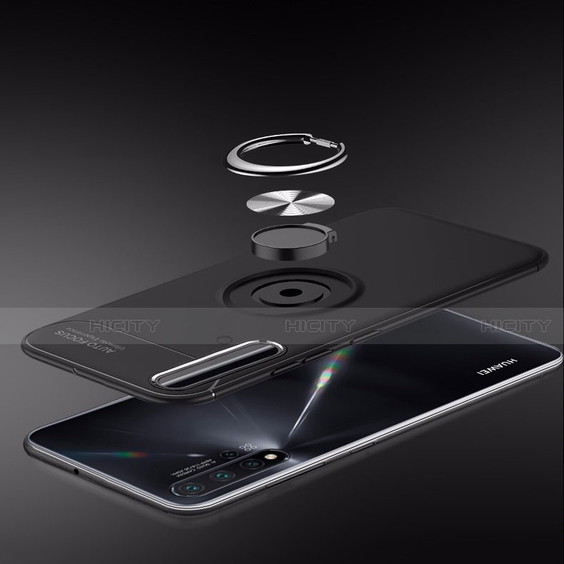 Silikon Hülle Handyhülle Ultra Dünn Schutzhülle Tasche Silikon mit Magnetisch Fingerring Ständer für Huawei Nova 5 groß