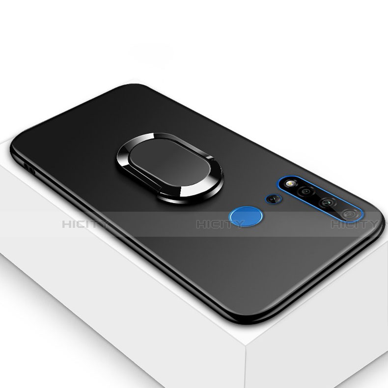 Silikon Hülle Handyhülle Ultra Dünn Schutzhülle Tasche Silikon mit Magnetisch Fingerring Ständer für Huawei Nova 5i groß