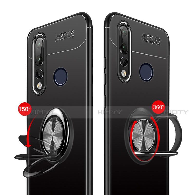 Silikon Hülle Handyhülle Ultra Dünn Schutzhülle Tasche Silikon mit Magnetisch Fingerring Ständer für Huawei P30 Lite groß