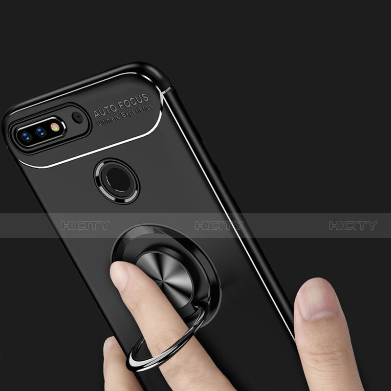 Silikon Hülle Handyhülle Ultra Dünn Schutzhülle Tasche Silikon mit Magnetisch Fingerring Ständer für Huawei Y9 (2018) groß