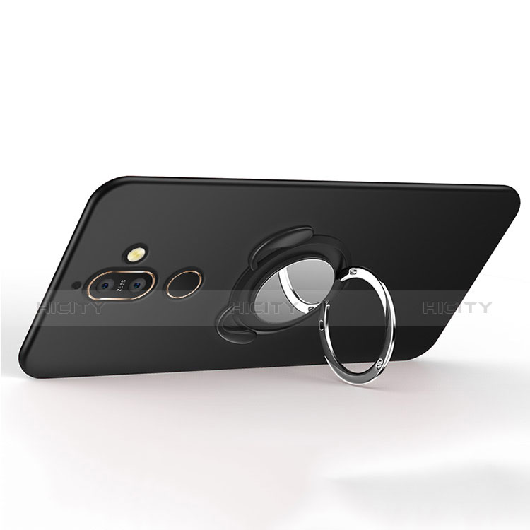 Silikon Hülle Handyhülle Ultra Dünn Schutzhülle Tasche Silikon mit Magnetisch Fingerring Ständer für Nokia 7 Plus