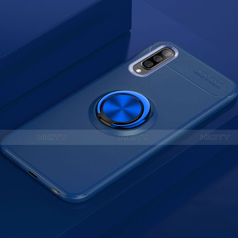 Silikon Hülle Handyhülle Ultra Dünn Schutzhülle Tasche Silikon mit Magnetisch Fingerring Ständer für Samsung Galaxy A70 Blau Plus