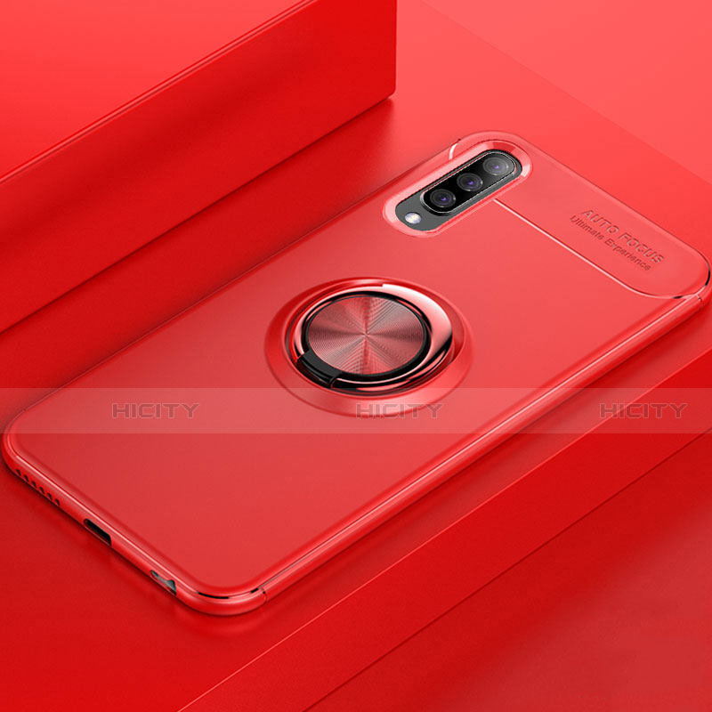 Silikon Hülle Handyhülle Ultra Dünn Schutzhülle Tasche Silikon mit Magnetisch Fingerring Ständer für Samsung Galaxy A70 Rot Plus
