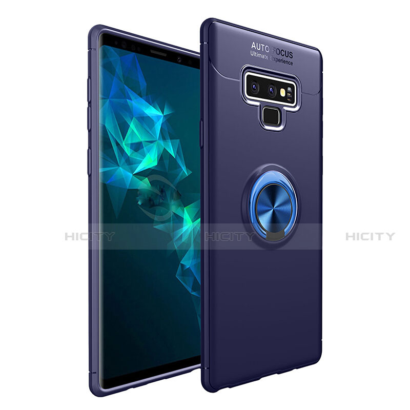 Silikon Hülle Handyhülle Ultra Dünn Schutzhülle Tasche Silikon mit Magnetisch Fingerring Ständer für Samsung Galaxy Note 9 Blau Plus