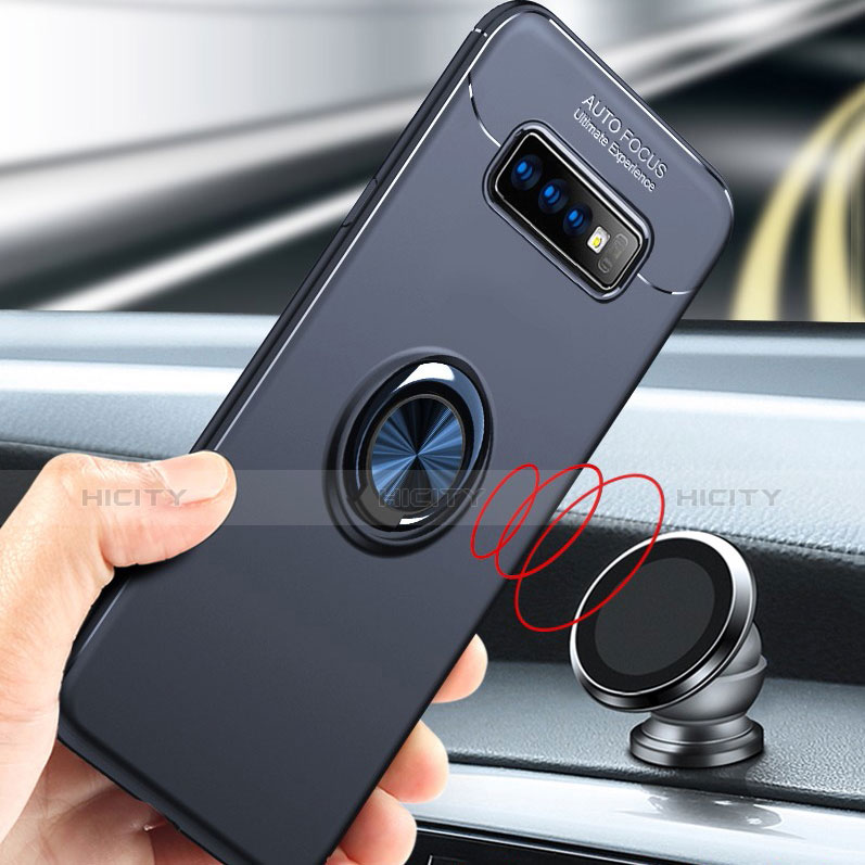 Silikon Hülle Handyhülle Ultra Dünn Schutzhülle Tasche Silikon mit Magnetisch Fingerring Ständer für Samsung Galaxy S10 Plus groß