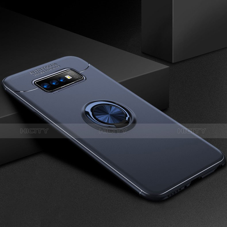 Silikon Hülle Handyhülle Ultra Dünn Schutzhülle Tasche Silikon mit Magnetisch Fingerring Ständer für Samsung Galaxy S10 Plus Blau Plus