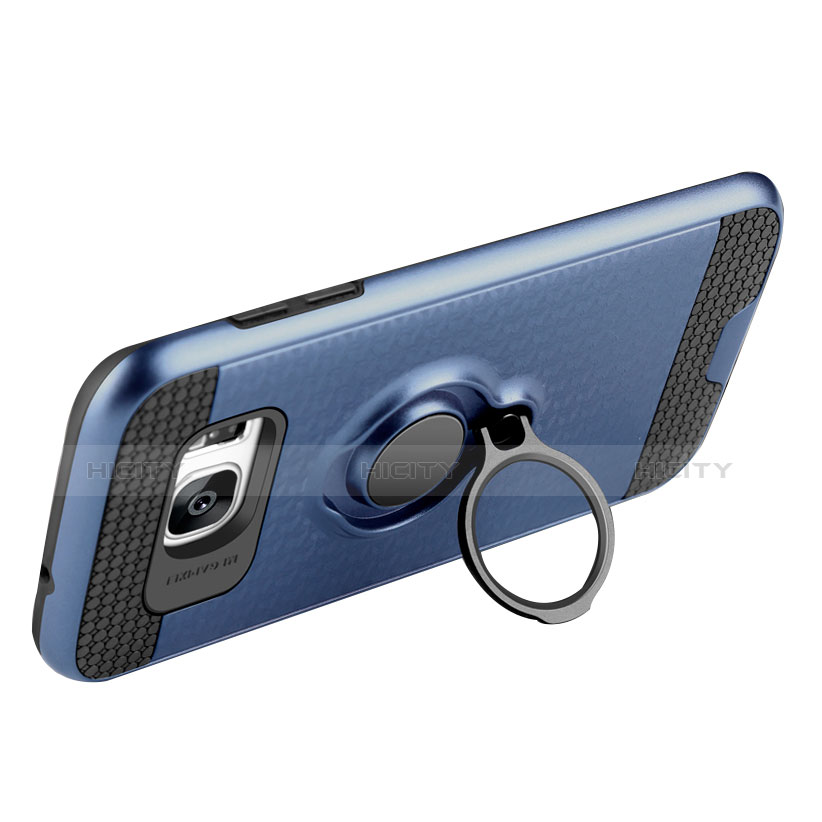 Silikon Hülle Handyhülle Ultra Dünn Schutzhülle Tasche Silikon mit Magnetisch Fingerring Ständer für Samsung Galaxy S7 G930F G930FD