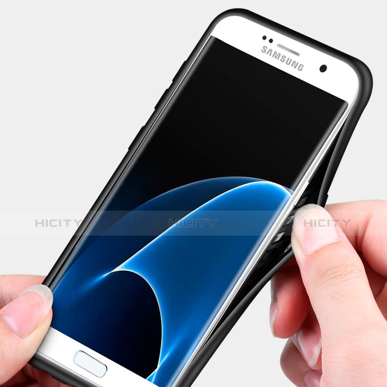 Silikon Hülle Handyhülle Ultra Dünn Schutzhülle Tasche Silikon mit Magnetisch Fingerring Ständer für Samsung Galaxy S7 G930F G930FD