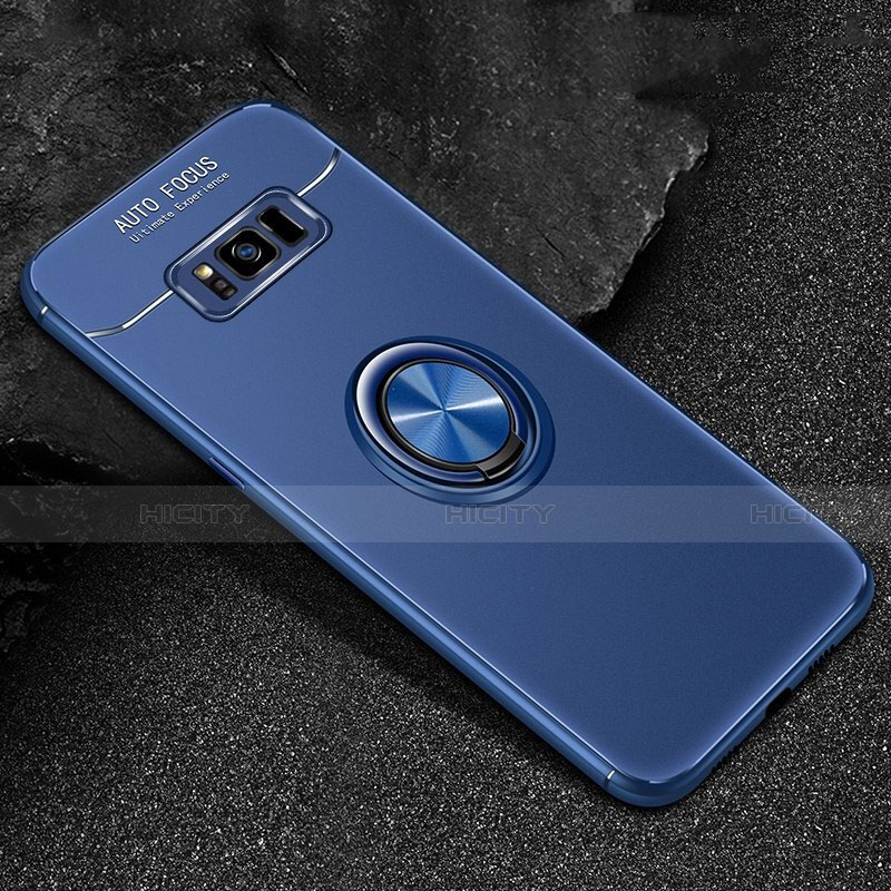 Silikon Hülle Handyhülle Ultra Dünn Schutzhülle Tasche Silikon mit Magnetisch Fingerring Ständer für Samsung Galaxy S8 Plus Blau Plus