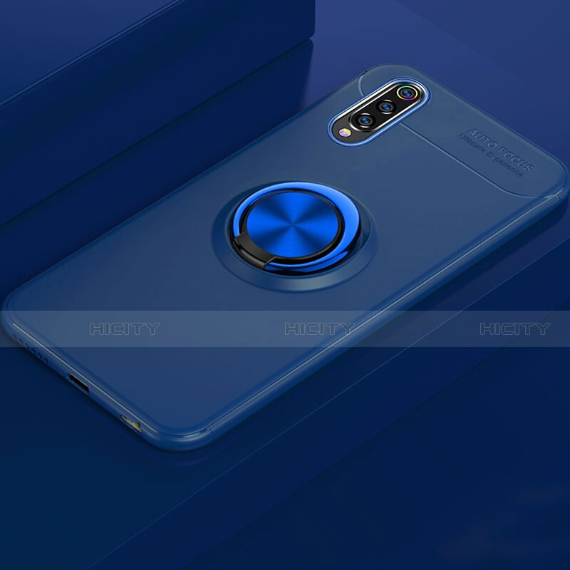 Silikon Hülle Handyhülle Ultra Dünn Schutzhülle Tasche Silikon mit Magnetisch Fingerring Ständer für Xiaomi Mi A3 Blau Plus