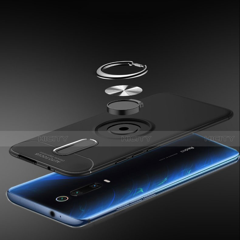 Silikon Hülle Handyhülle Ultra Dünn Schutzhülle Tasche Silikon mit Magnetisch Fingerring Ständer für Xiaomi Redmi K20 groß