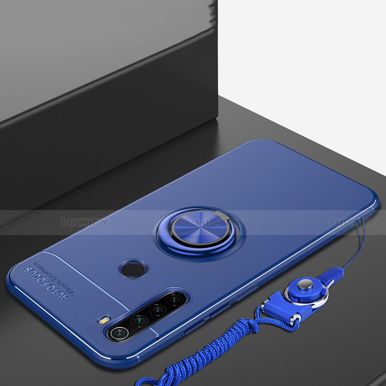 Silikon Hülle Handyhülle Ultra Dünn Schutzhülle Tasche Silikon mit Magnetisch Fingerring Ständer für Xiaomi Redmi Note 8T Blau Plus