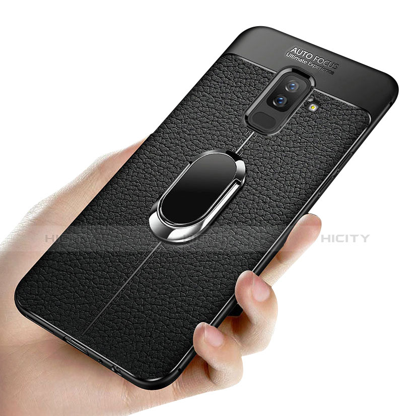 Silikon Hülle Handyhülle Ultra Dünn Schutzhülle Tasche Silikon mit Magnetisch Fingerring Ständer S01 für Samsung Galaxy A6 Plus (2018) groß