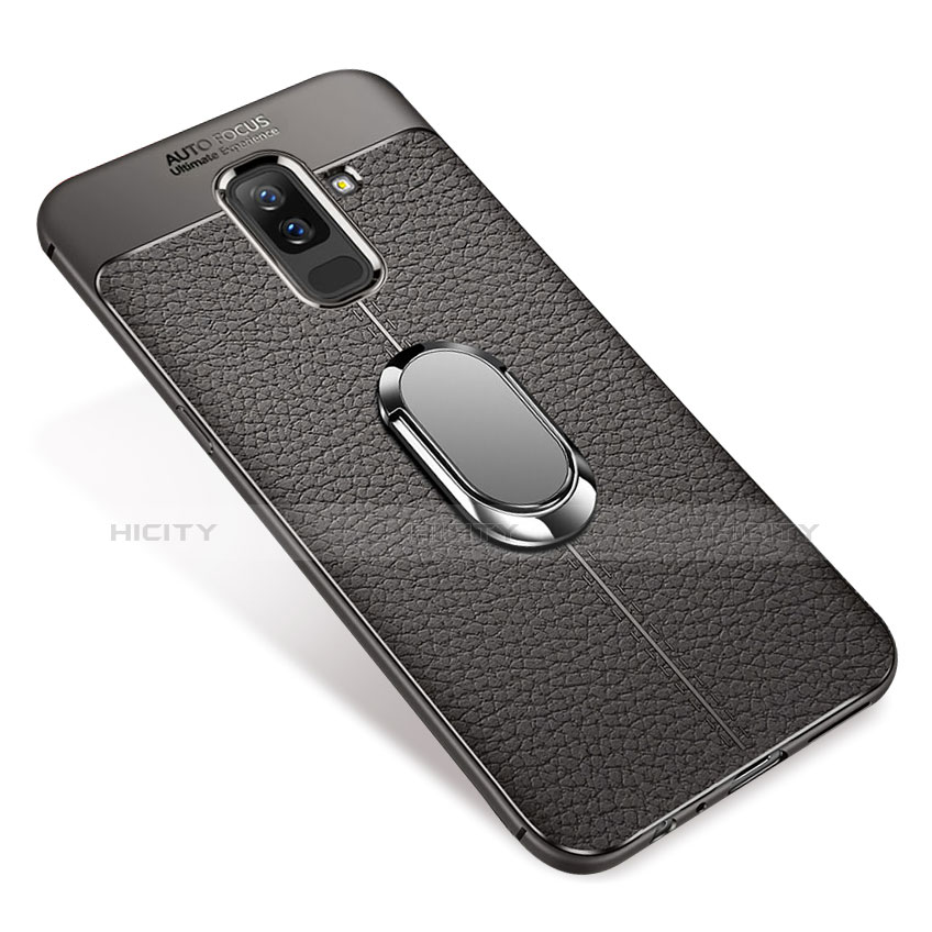 Silikon Hülle Handyhülle Ultra Dünn Schutzhülle Tasche Silikon mit Magnetisch Fingerring Ständer S01 für Samsung Galaxy A6 Plus (2018) Grau