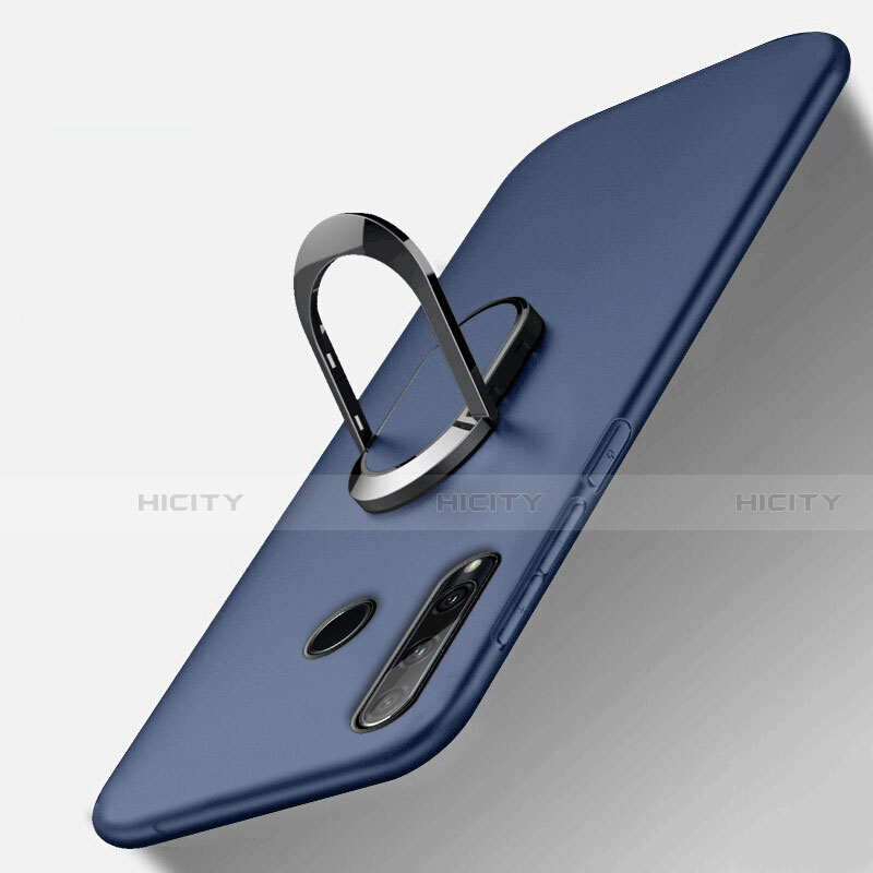 Silikon Hülle Handyhülle Ultra Dünn Schutzhülle Tasche Silikon mit Magnetisch Fingerring Ständer T01 für Huawei Honor 20i Blau Plus