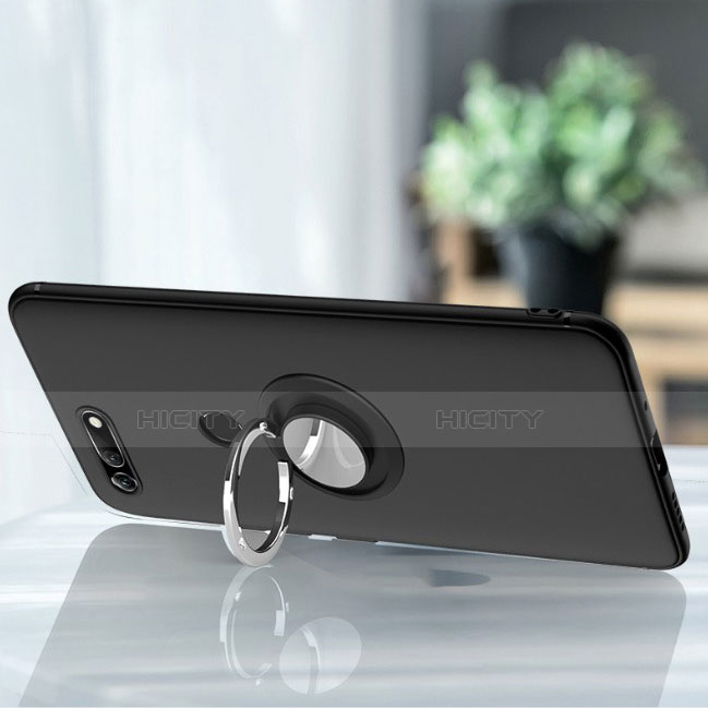 Silikon Hülle Handyhülle Ultra Dünn Schutzhülle Tasche Silikon mit Magnetisch Fingerring Ständer T01 für Huawei Honor V20