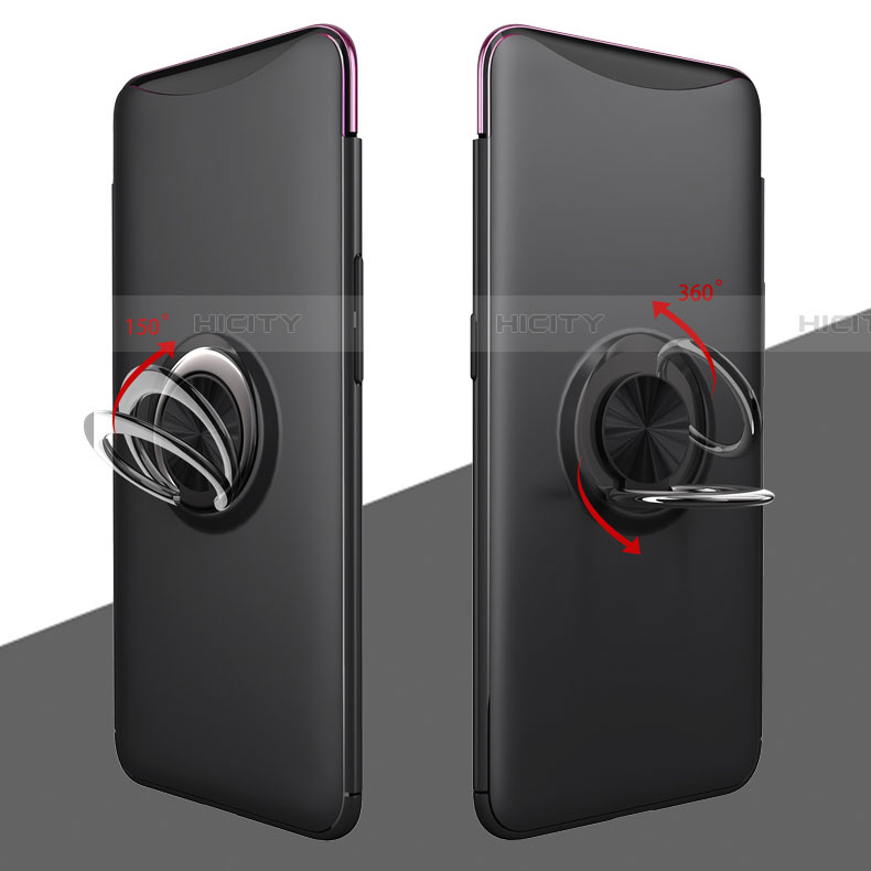 Silikon Hülle Handyhülle Ultra Dünn Schutzhülle Tasche Silikon mit Magnetisch Fingerring Ständer T01 für Oppo Find X groß