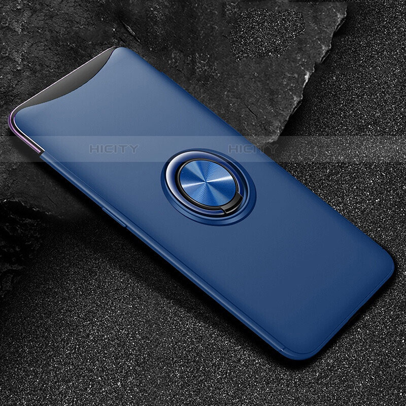 Silikon Hülle Handyhülle Ultra Dünn Schutzhülle Tasche Silikon mit Magnetisch Fingerring Ständer T01 für Oppo Find X Super Flash Edition groß
