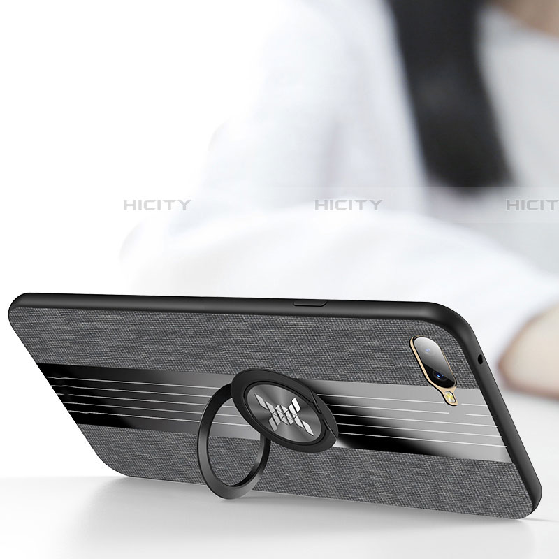 Silikon Hülle Handyhülle Ultra Dünn Schutzhülle Tasche Silikon mit Magnetisch Fingerring Ständer T01 für Oppo R17 Neo groß
