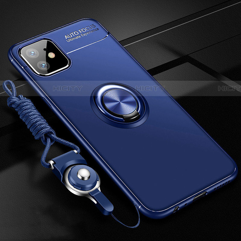 Silikon Hülle Handyhülle Ultra Dünn Schutzhülle Tasche Silikon mit Magnetisch Fingerring Ständer T02 für Apple iPhone 11 Blau