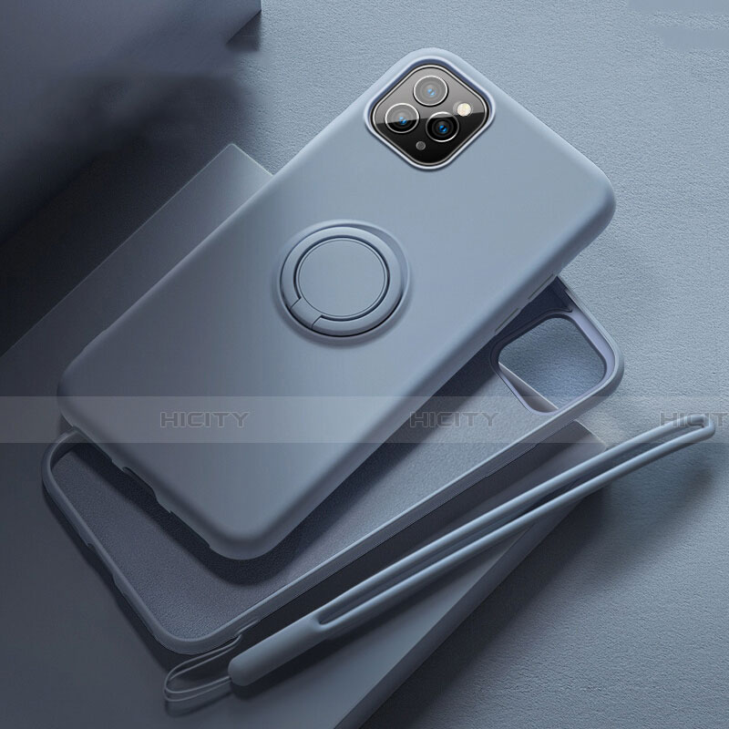 Silikon Hülle Handyhülle Ultra Dünn Schutzhülle Tasche Silikon mit Magnetisch Fingerring Ständer T02 für Apple iPhone 11 Pro groß