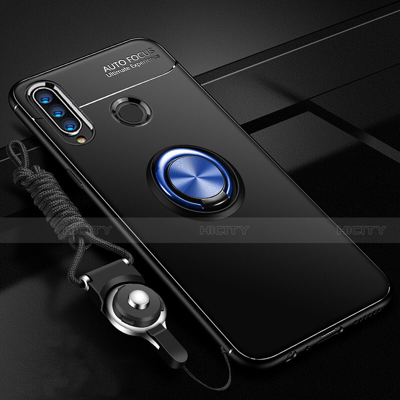 Silikon Hülle Handyhülle Ultra Dünn Schutzhülle Tasche Silikon mit Magnetisch Fingerring Ständer T02 für Huawei P30 Lite New Edition