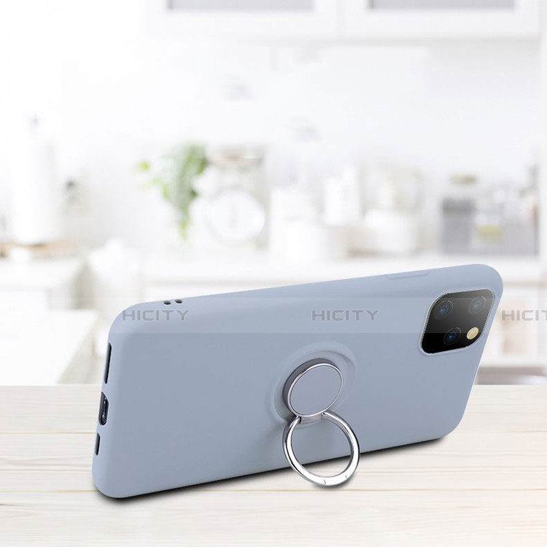 Silikon Hülle Handyhülle Ultra Dünn Schutzhülle Tasche Silikon mit Magnetisch Fingerring Ständer T03 für Apple iPhone 11 Pro