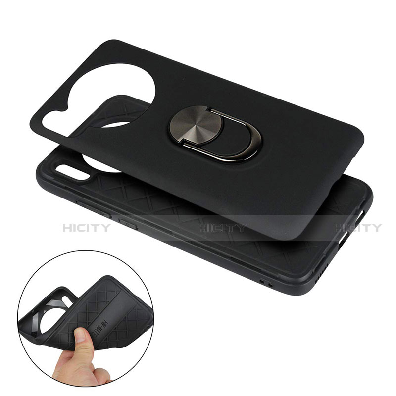 Silikon Hülle Handyhülle Ultra Dünn Schutzhülle Tasche Silikon mit Magnetisch Fingerring Ständer T03 für Huawei Mate 30 5G groß