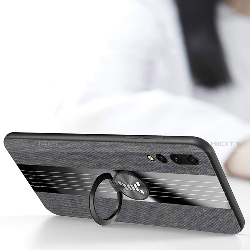 Silikon Hülle Handyhülle Ultra Dünn Schutzhülle Tasche Silikon mit Magnetisch Fingerring Ständer T04 für Huawei P20 Pro