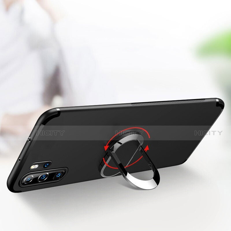 Silikon Hülle Handyhülle Ultra Dünn Schutzhülle Tasche Silikon mit Magnetisch Fingerring Ständer T05 für Huawei P30 Pro