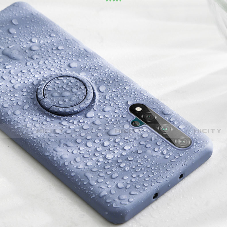 Silikon Hülle Handyhülle Ultra Dünn Schutzhülle Tasche Silikon mit Magnetisch Fingerring Ständer T06 für Huawei Honor 20 groß