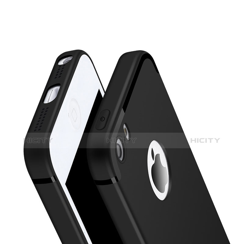 Silikon Hülle Handyhülle Ultra Dünn Schutzhülle U01 für Apple iPhone 5S Schwarz