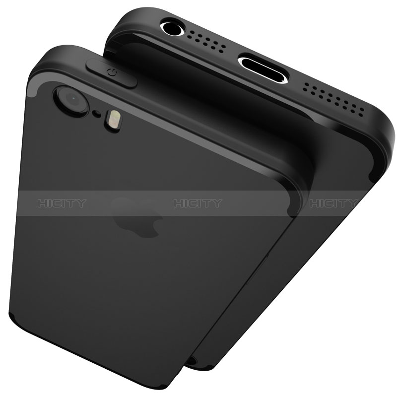 Silikon Hülle Handyhülle Ultra Dünn Schutzhülle U02 für Apple iPhone 5S Schwarz Plus