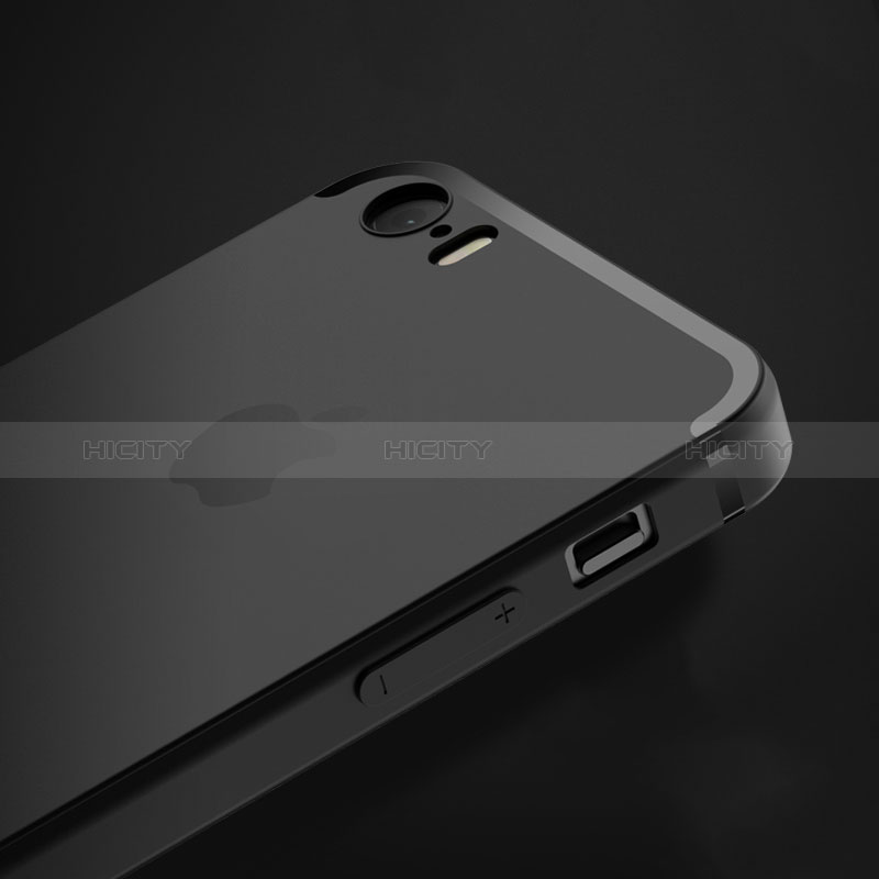 Silikon Hülle Handyhülle Ultra Dünn Schutzhülle U02 für Apple iPhone 5S Schwarz groß