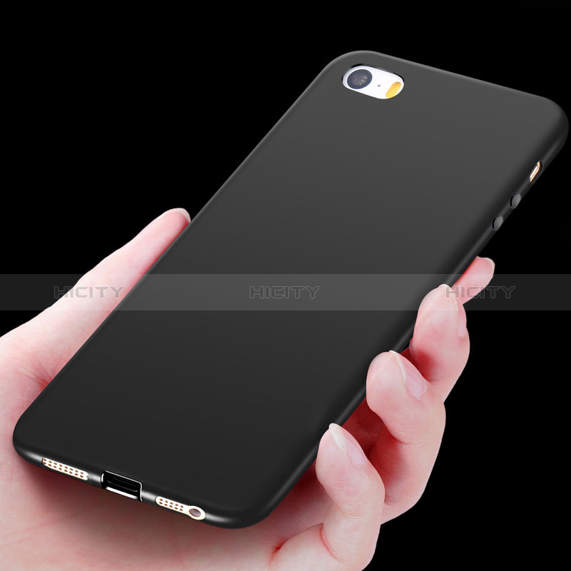 Silikon Hülle Handyhülle Ultra Dünn Schutzhülle U03 für Apple iPhone 5S Schwarz groß