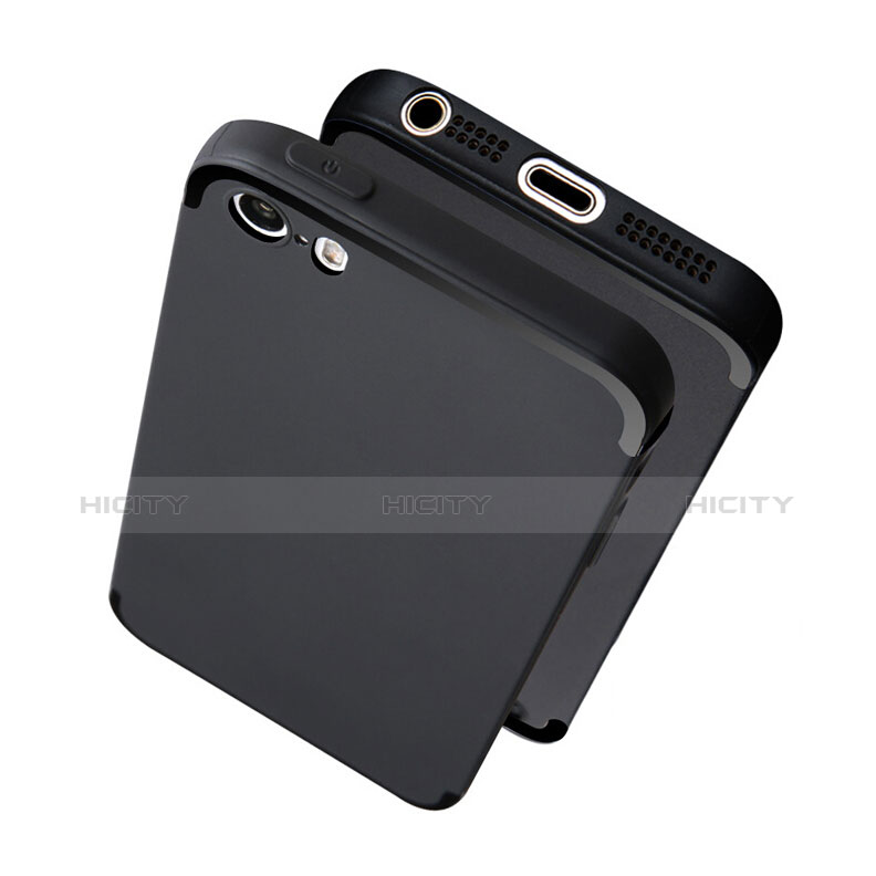 Silikon Hülle Handyhülle Ultra Dünn Schutzhülle U04 für Apple iPhone 5S Schwarz groß