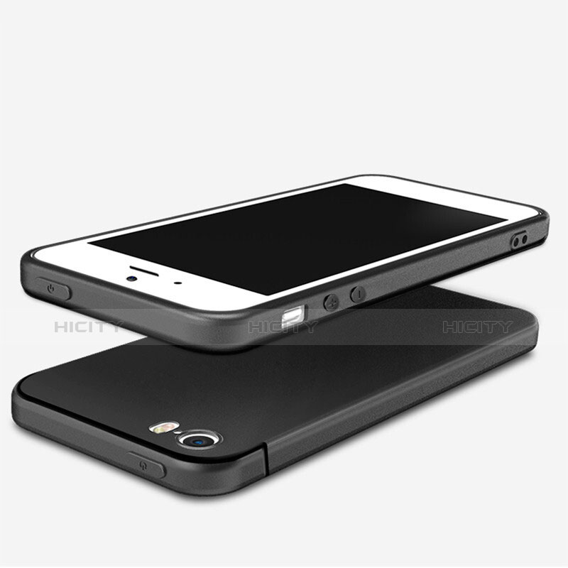 Silikon Hülle Handyhülle Ultra Dünn Schutzhülle U04 für Apple iPhone SE Schwarz